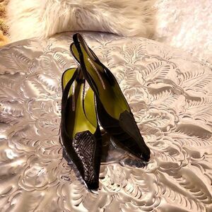 Donald j pliner all leather, mix of half suede and snake skin hand sewn in .